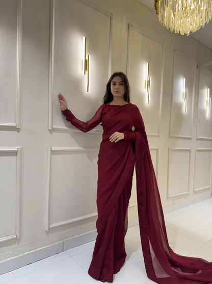 "Garnet Whisper – Elegance Saree"