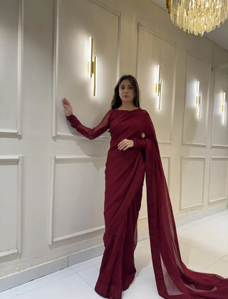 "Garnet Whisper – Elegance Saree" Stitched
