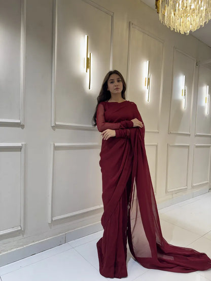 "Garnet Whisper – Elegance Saree"