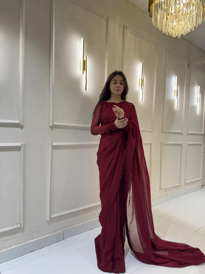 "Garnet Whisper – Elegance Saree"