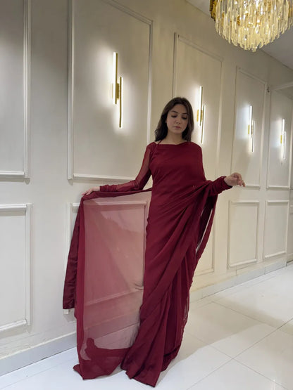 "Garnet Whisper – Elegance Saree"