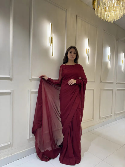 "Garnet Whisper – Elegance Saree"