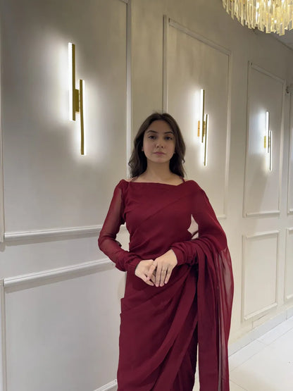 "Garnet Whisper – Elegance Saree"