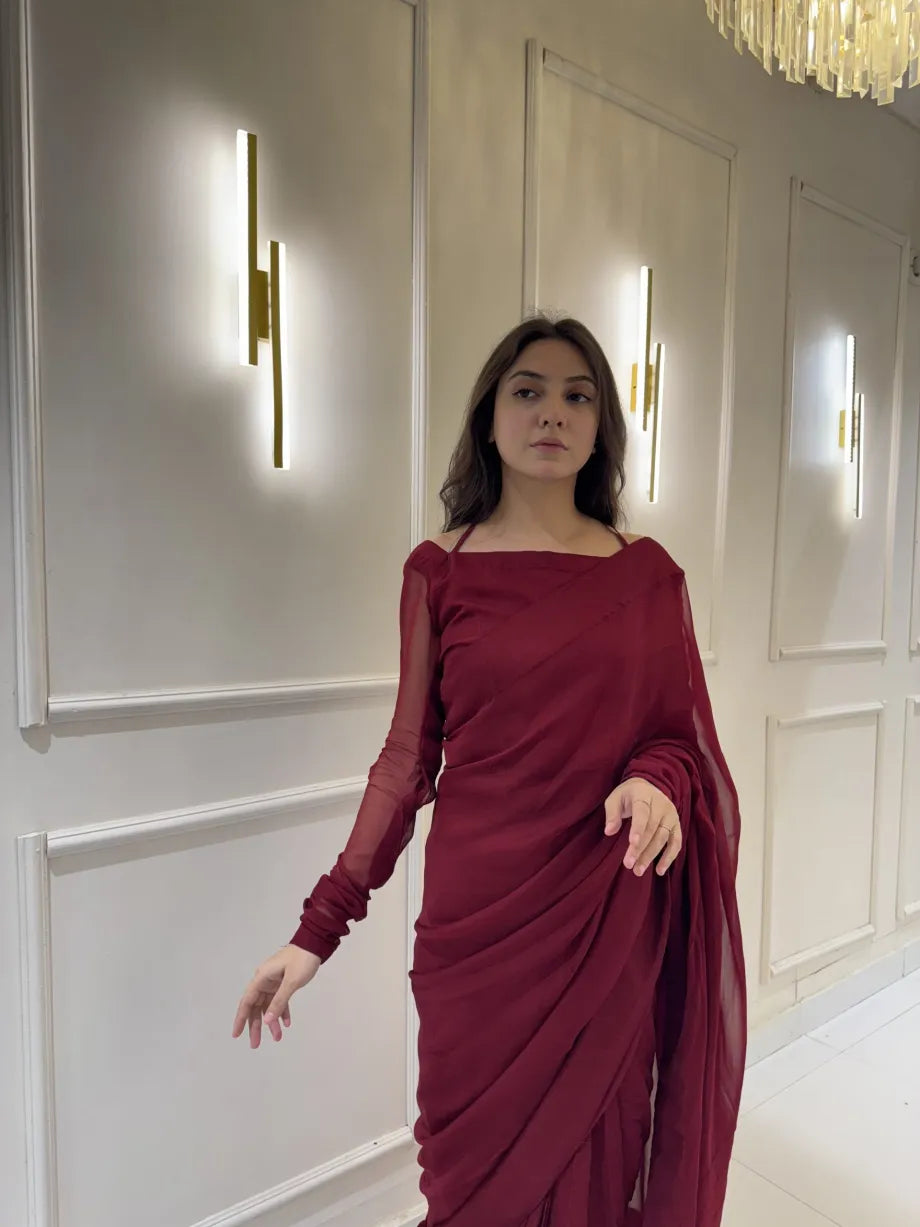 "Garnet Whisper – Elegance Saree"