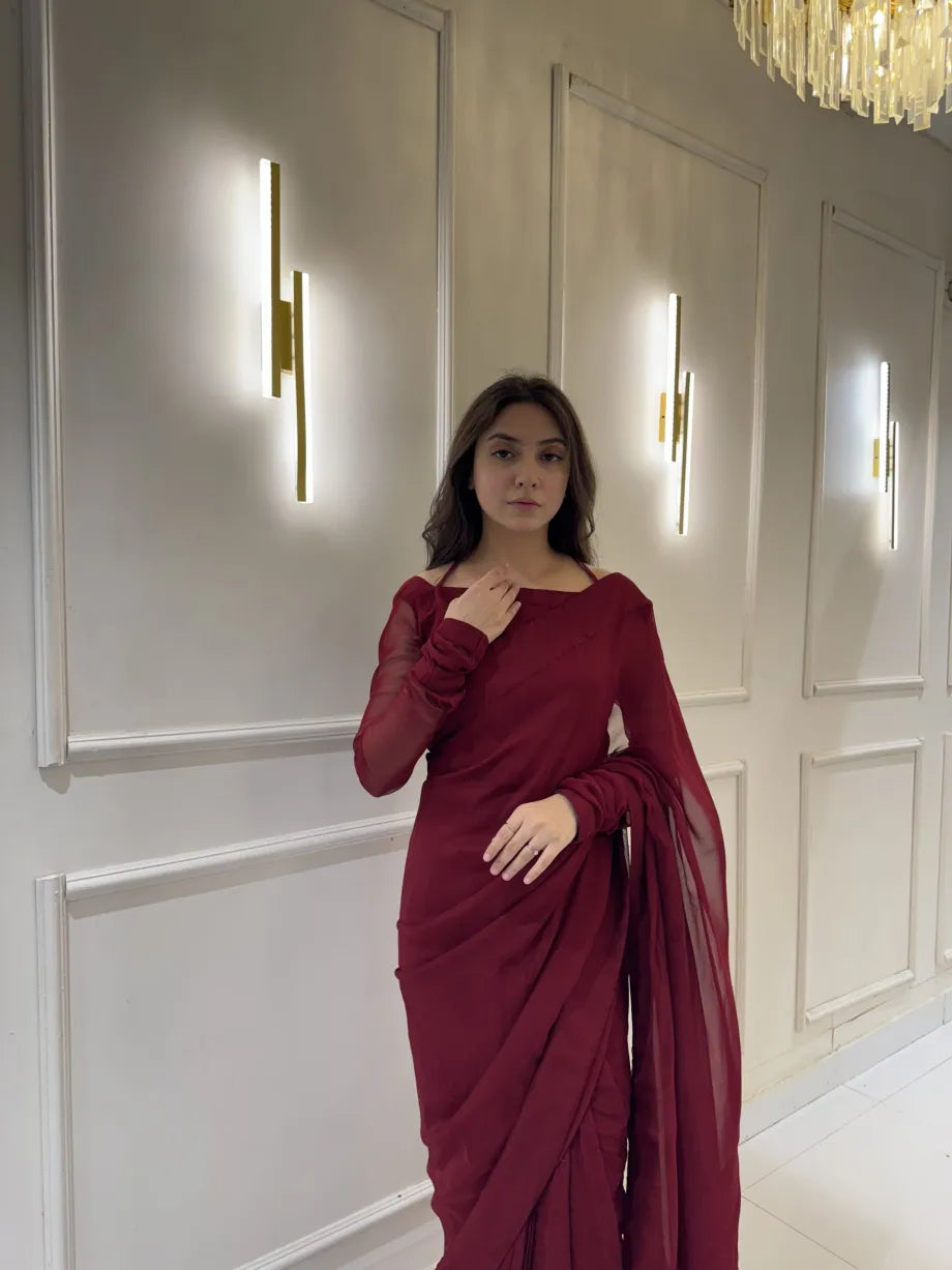 "Garnet Whisper – Elegance Saree"