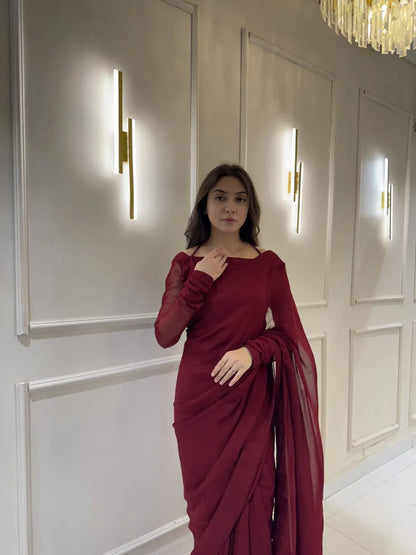 "Garnet Whisper – Elegance Saree"