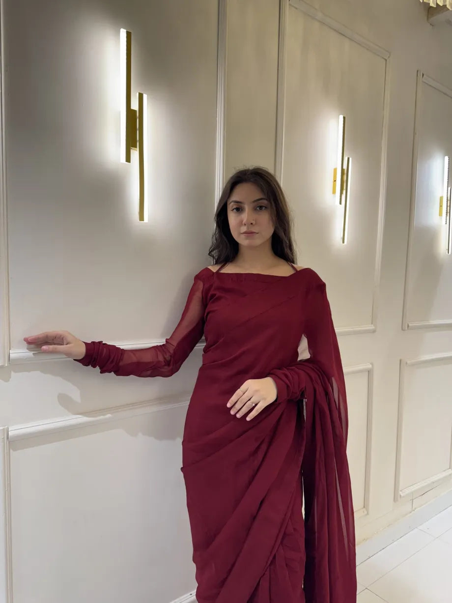 "Garnet Whisper – Elegance Saree"