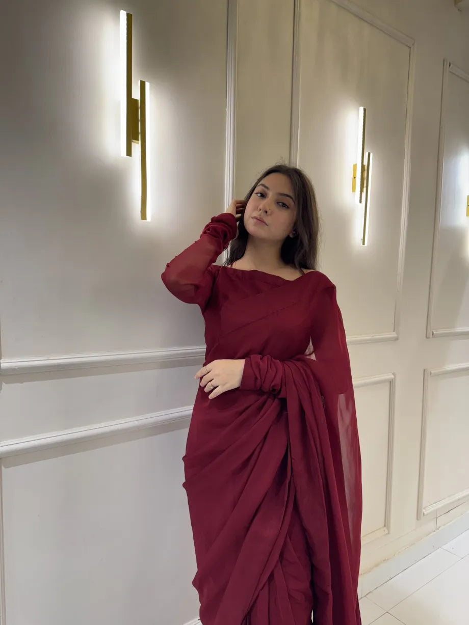 "Garnet Whisper – Elegance Saree"