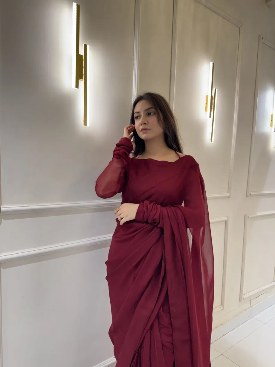 "Garnet Whisper – Elegance Saree"