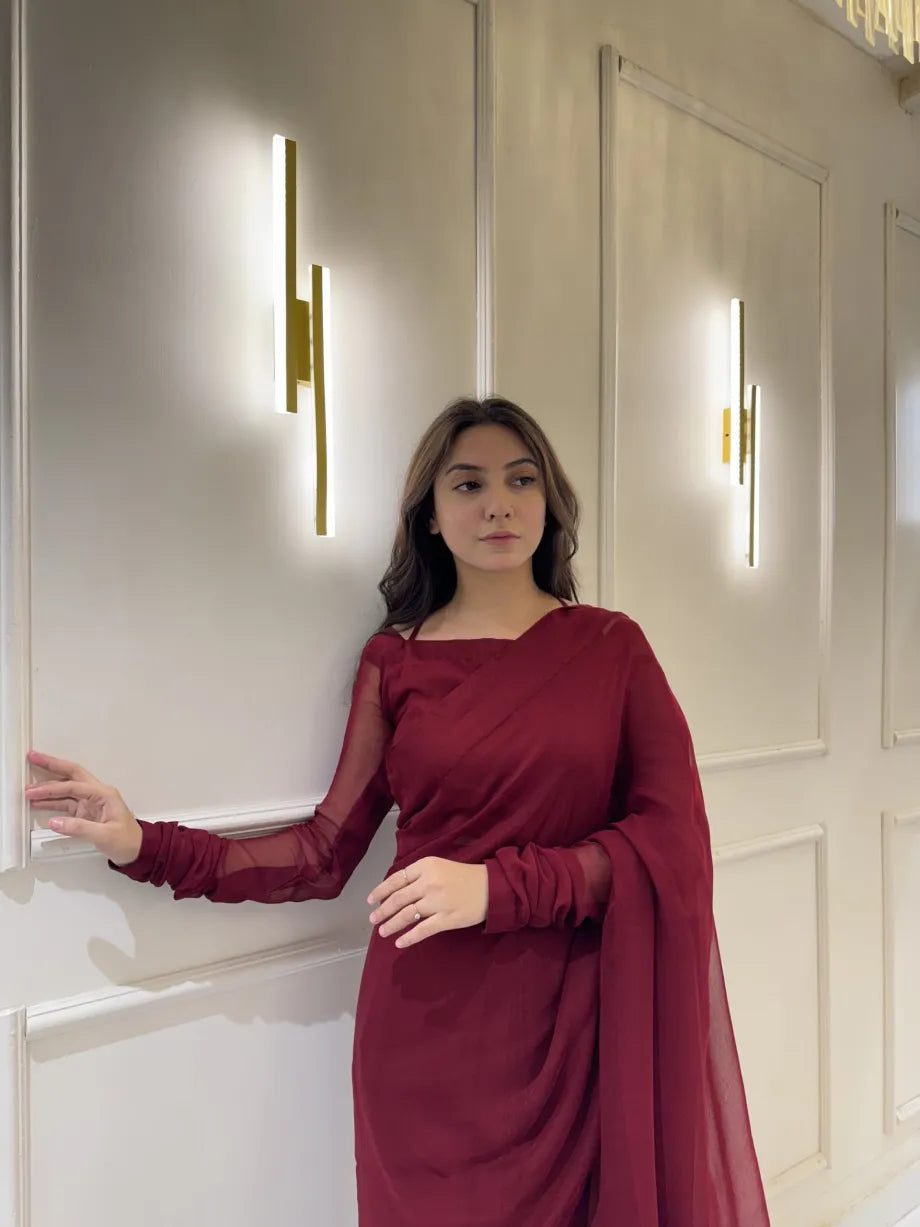 "Garnet Whisper – Elegance Saree"