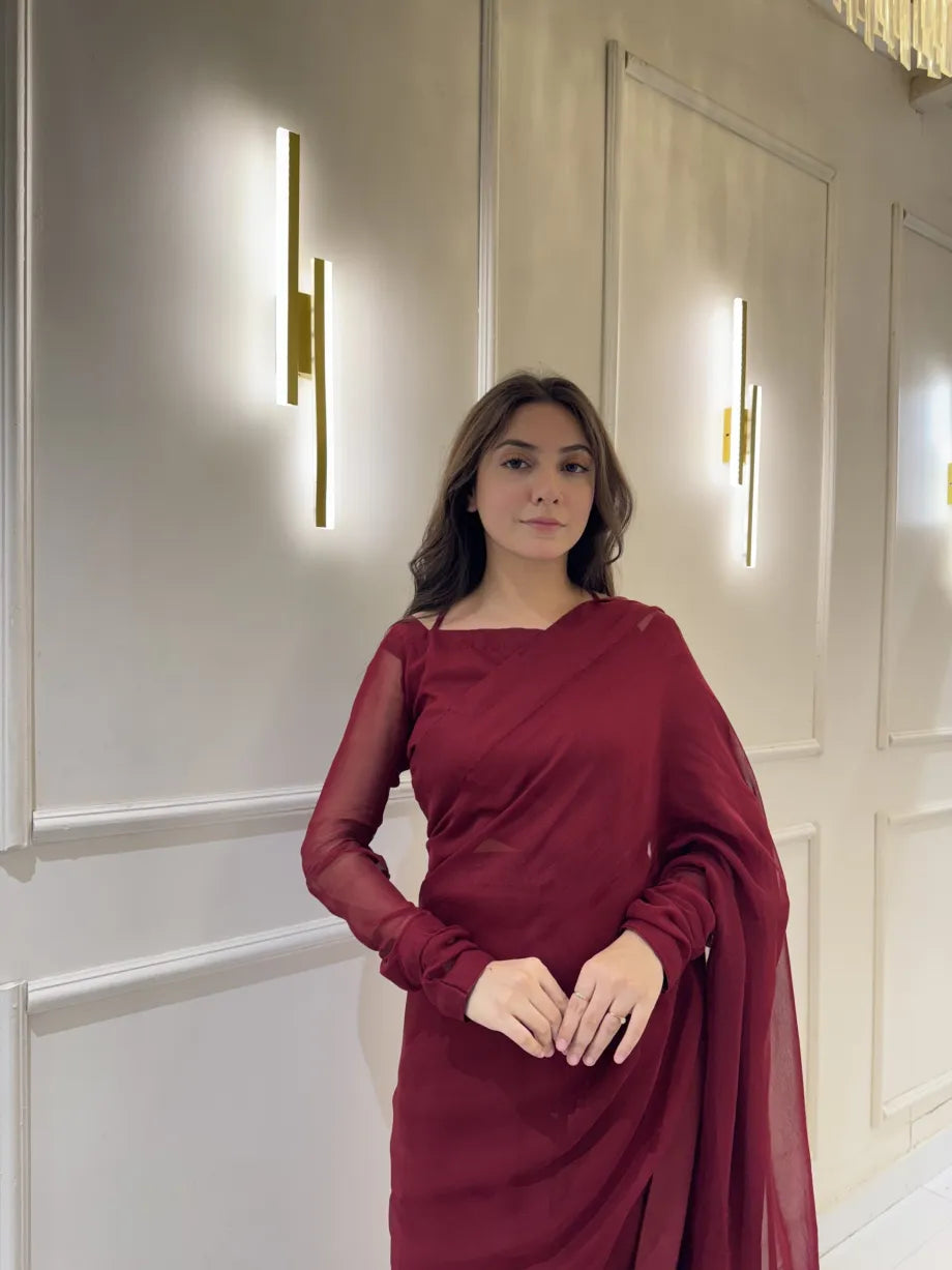 "Garnet Whisper – Elegance Saree"