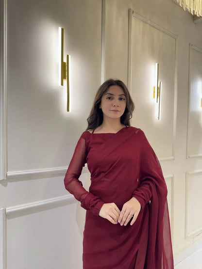 "Garnet Whisper – Elegance Saree"