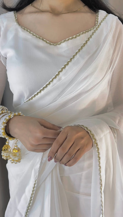 Shahi Zarqash Chiffon Saree Stitched