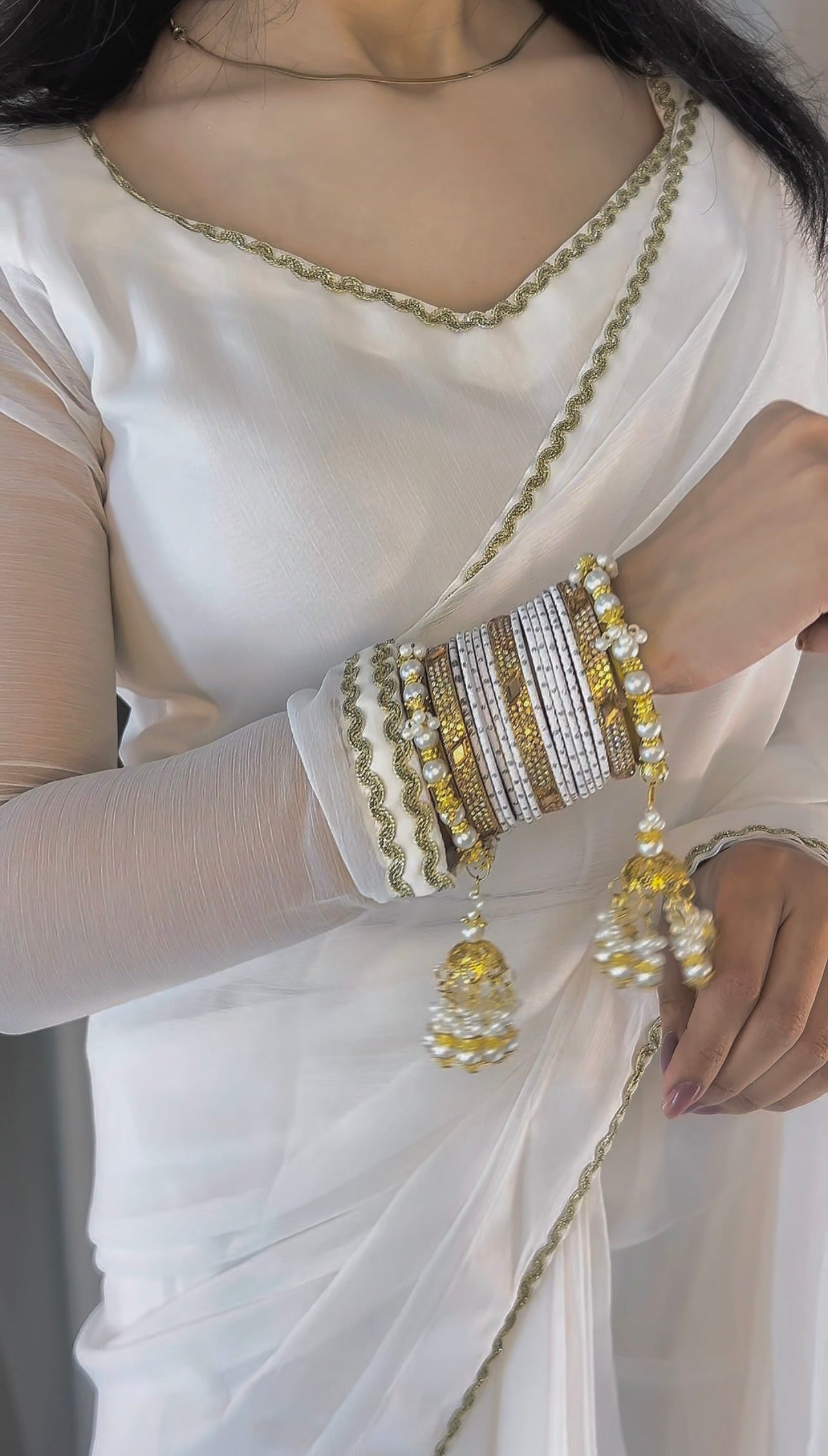 Shahi Zarqash Chiffon Saree Stitched