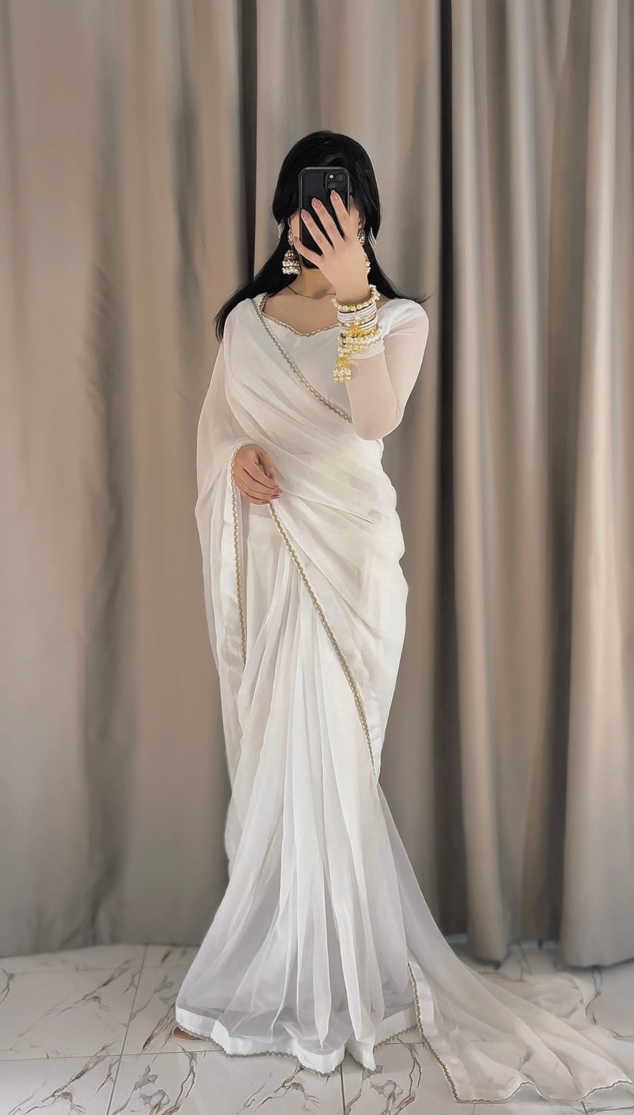 Shahi Zarqash Chiffon Saree Stitched