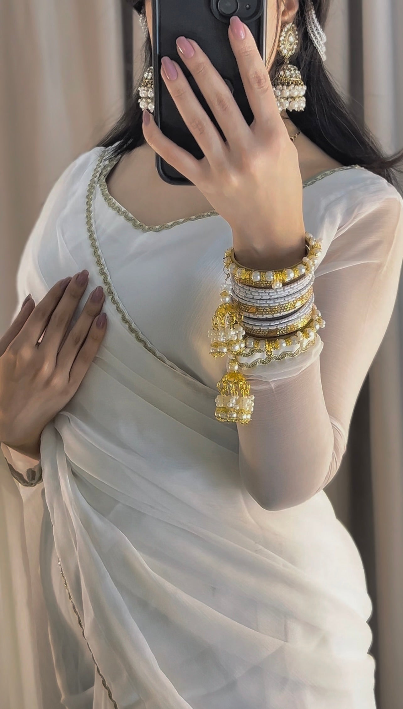 Shahi Zarqash Chiffon Saree Stitched