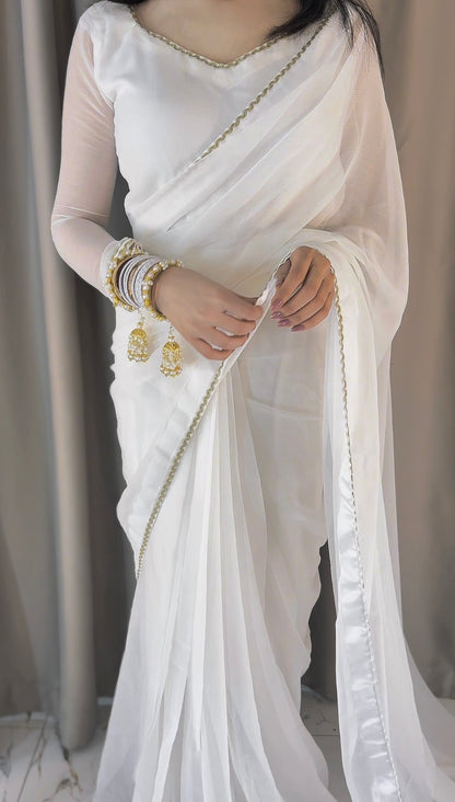 Shahi Zarqash Chiffon Saree Stitched