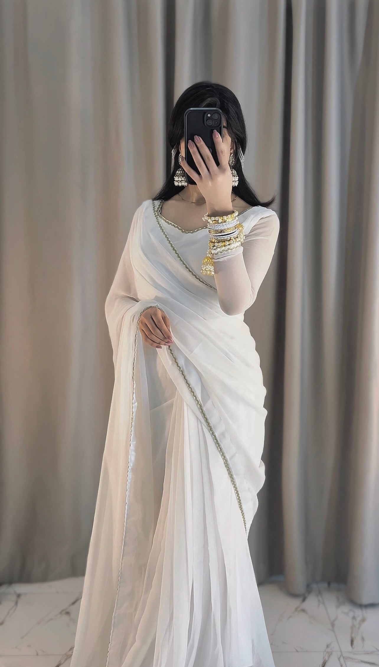 Shahi Zarqash Chiffon Saree Stitched