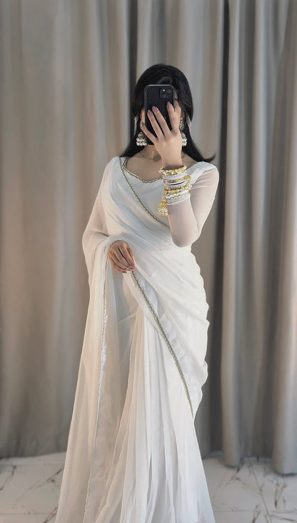 Shahi Zarqash Chiffon Saree Stitched
