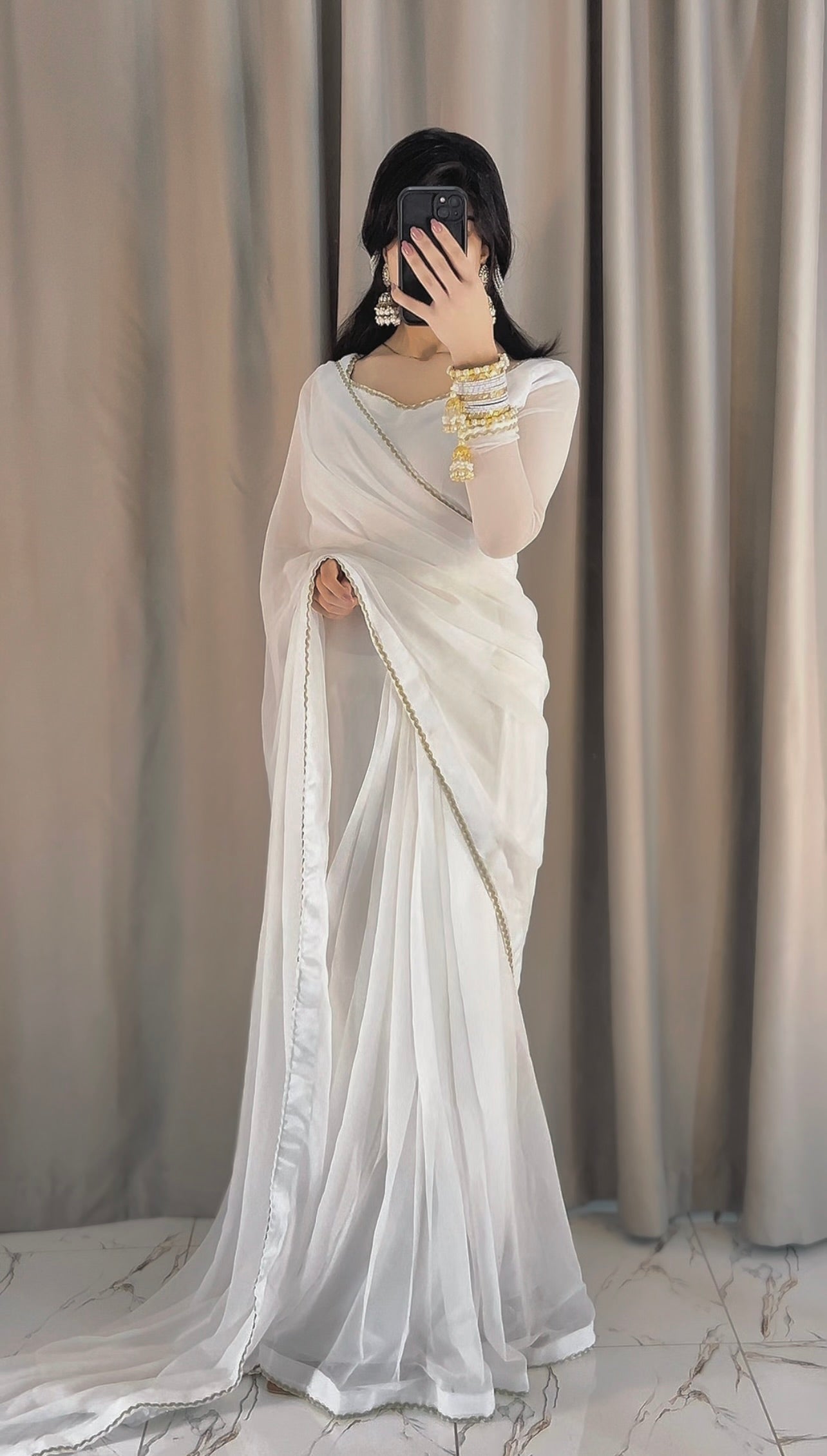 Shahi Zarqash Chiffon Saree Stitched