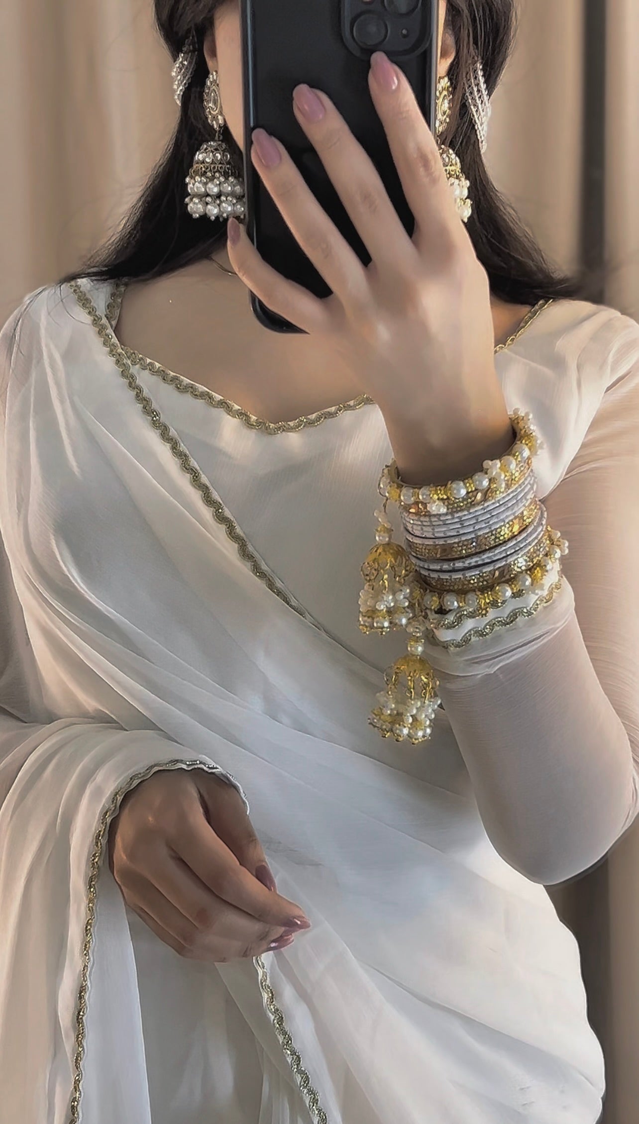 Shahi Zarqash Chiffon Saree Stitched