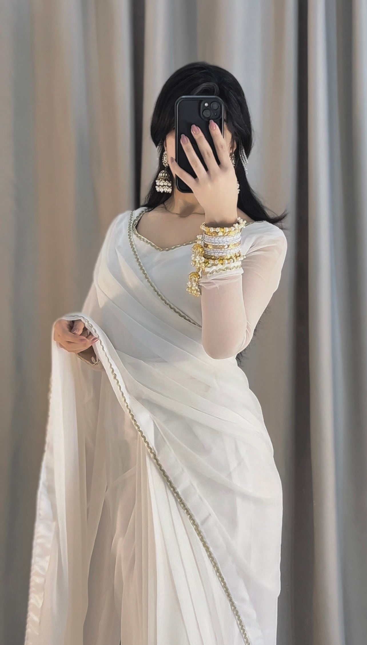 Shahi Zarqash Chiffon Saree Stitched