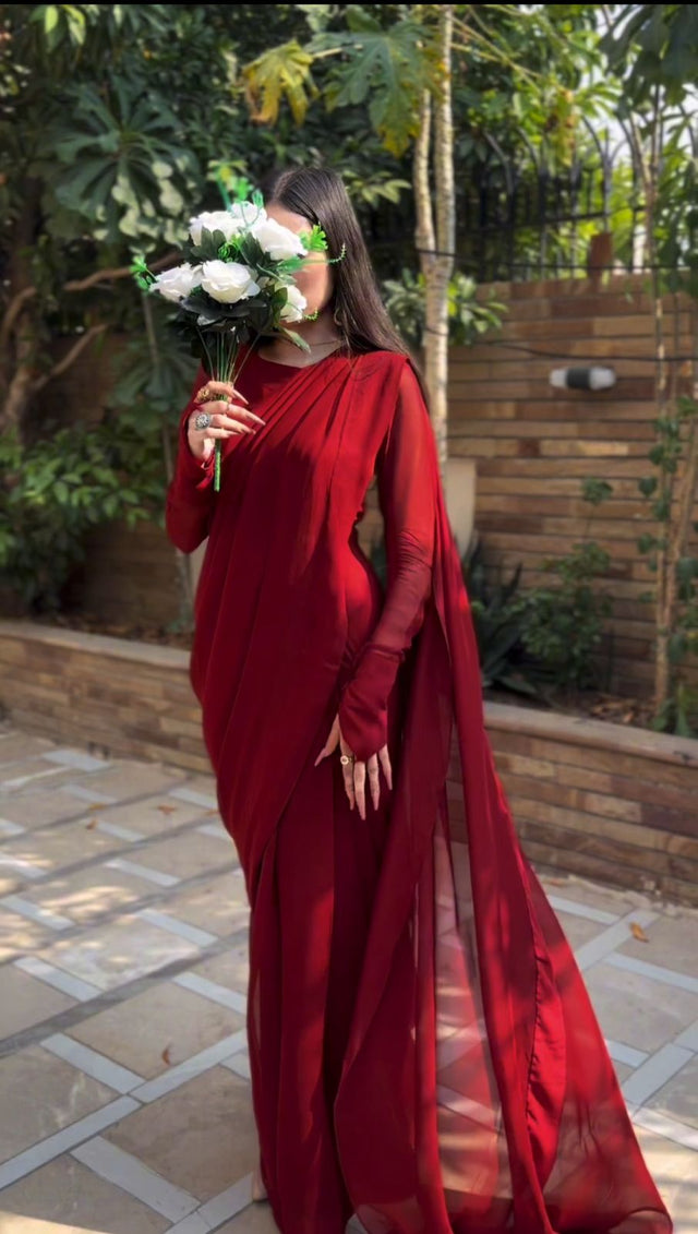 Noor-e-Chiffon Saree Stitched