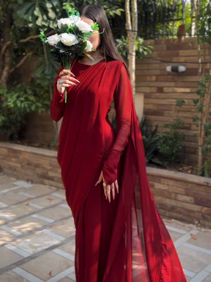 Noor-e-Chiffon Saree Stitched