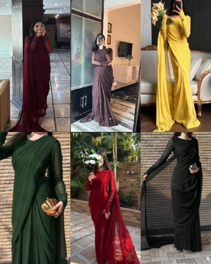 Noor-e-Chiffon Saree Stitched