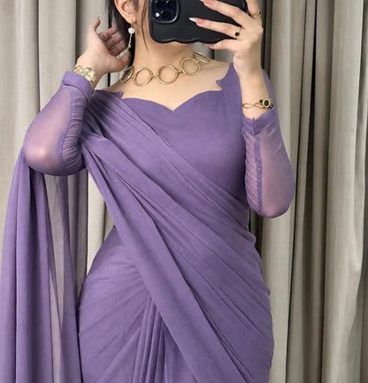 Sculpted Double-Arc Chiffon Saree