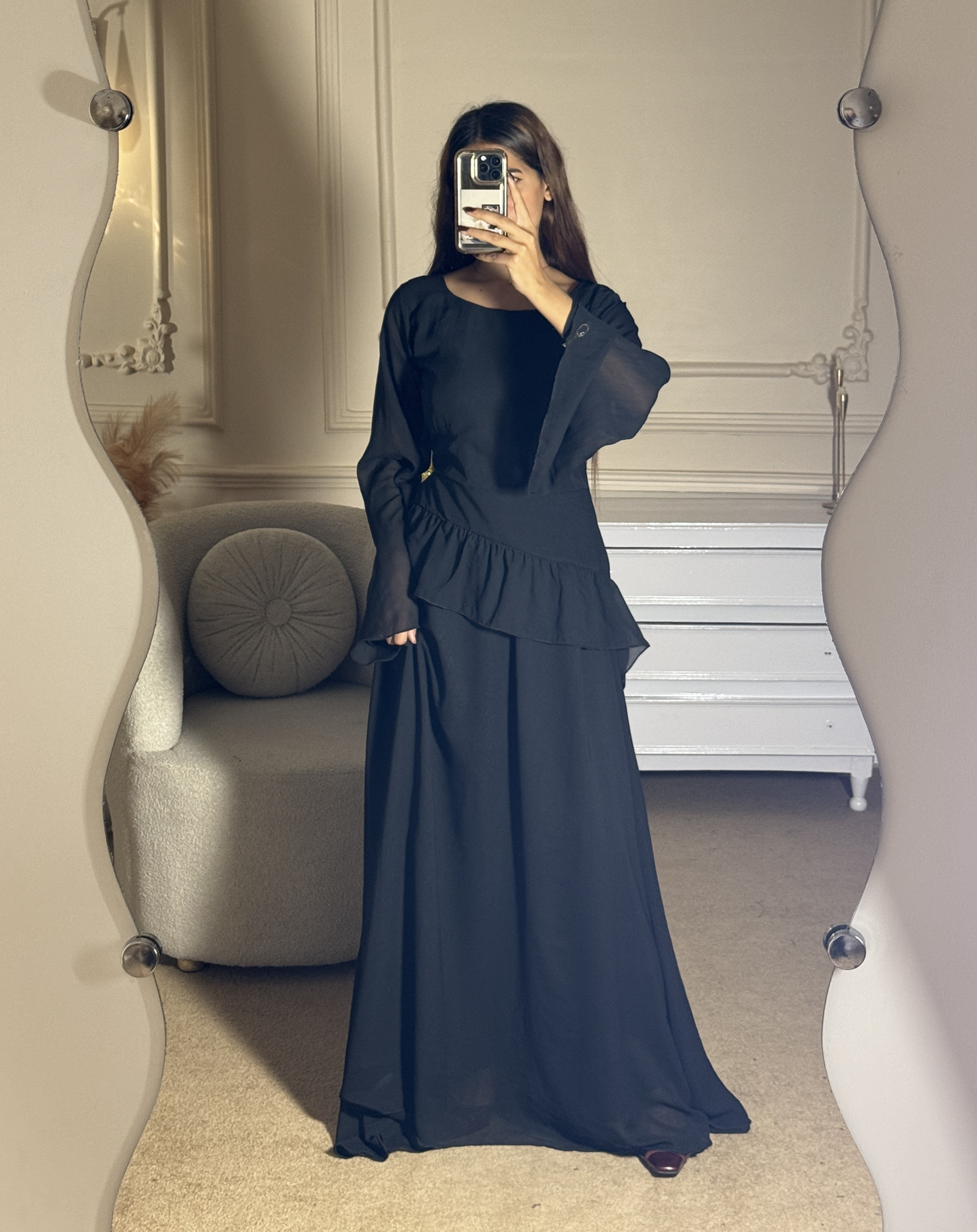 Elanza Luxe – Plain Chiffon Heavy Flair Outfit Stitched