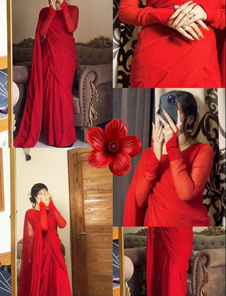 Noor-e-Chiffon Saree Stitched
