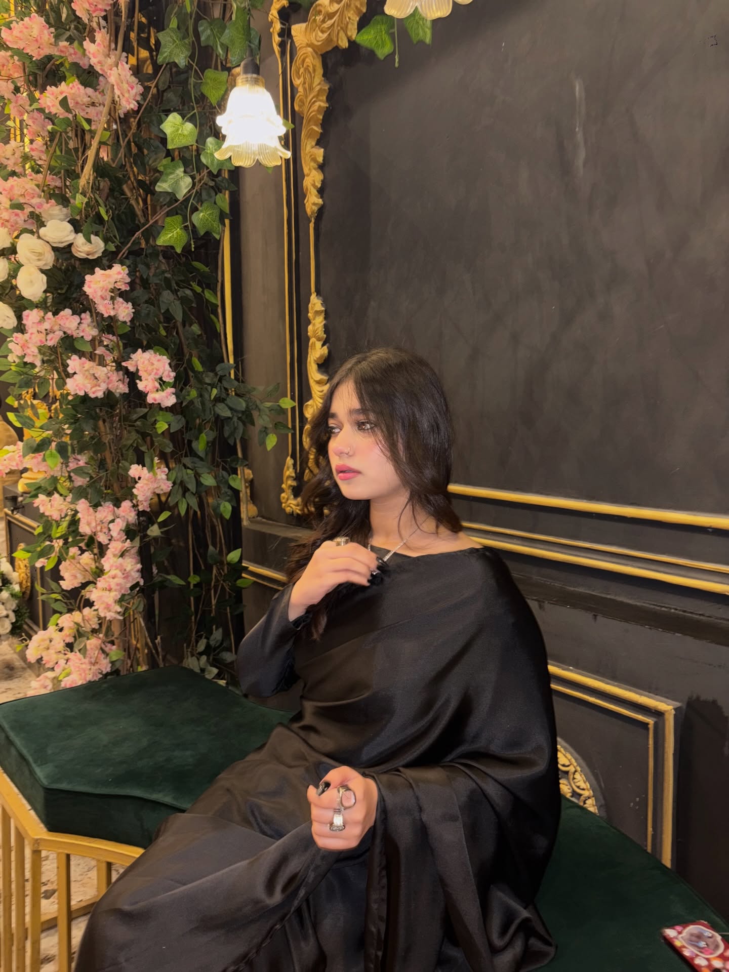 Black Stitched Plain Silk Saree