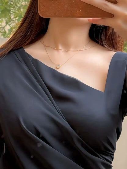 ASYMETRIC DIAGONAL NECK Chiffon Saree