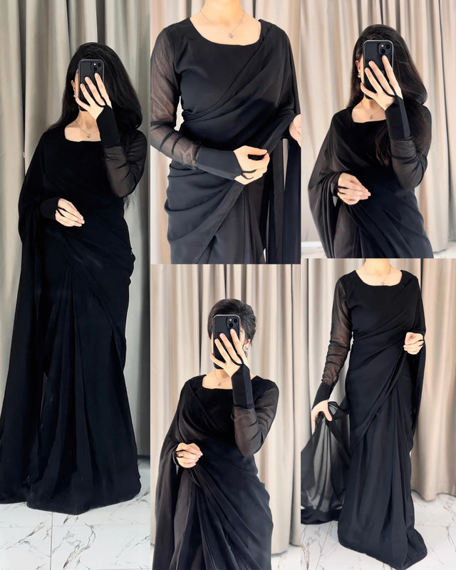 Noor-e-Chiffon Saree Stitched