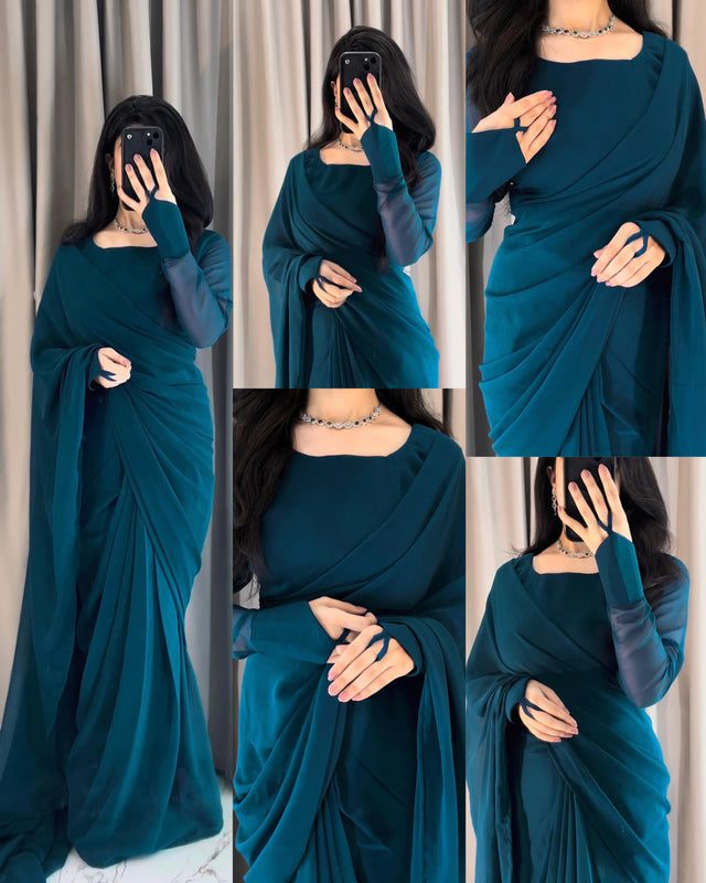 Noor-e-Chiffon Saree Stitched
