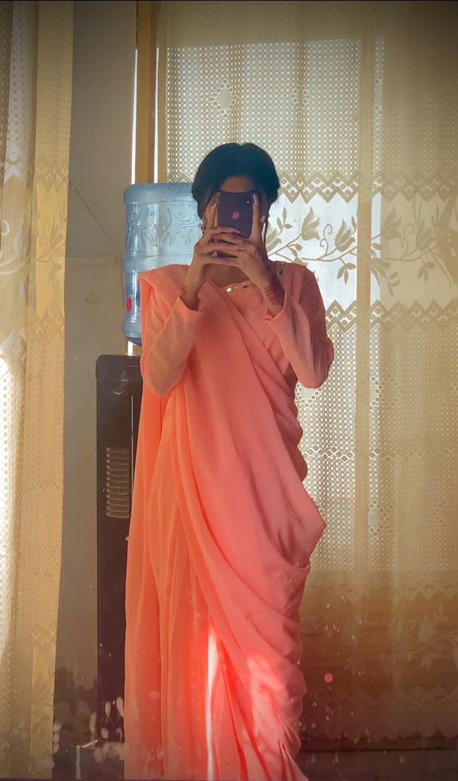 Shama-e-Husn Chiffon Saree Pink Peach