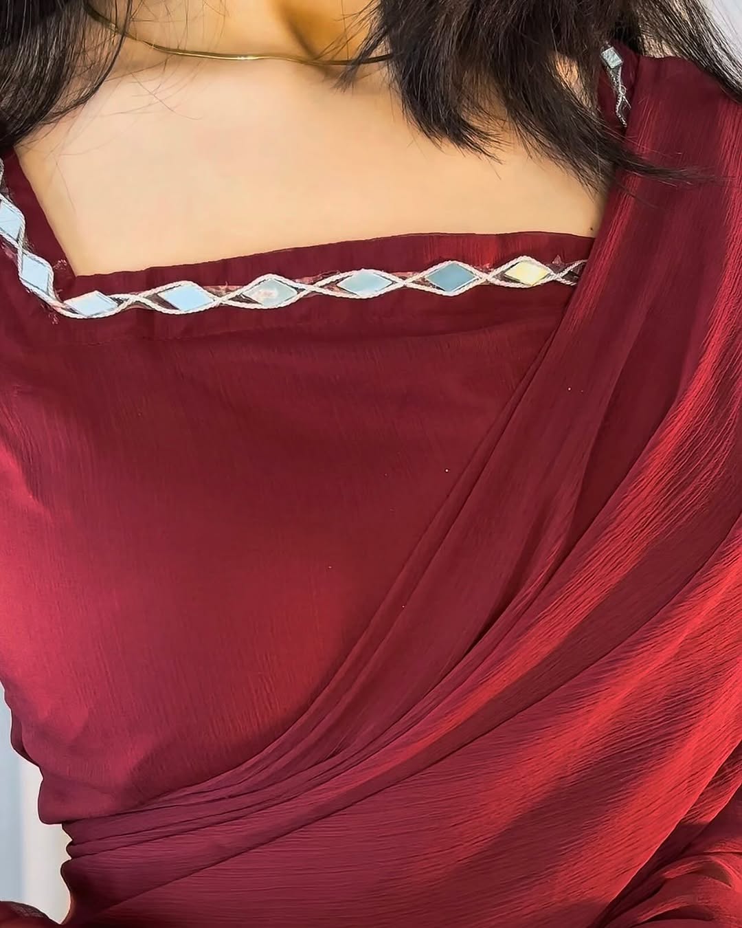 Shama-e-Husn Chiffon Saree (Stitched)