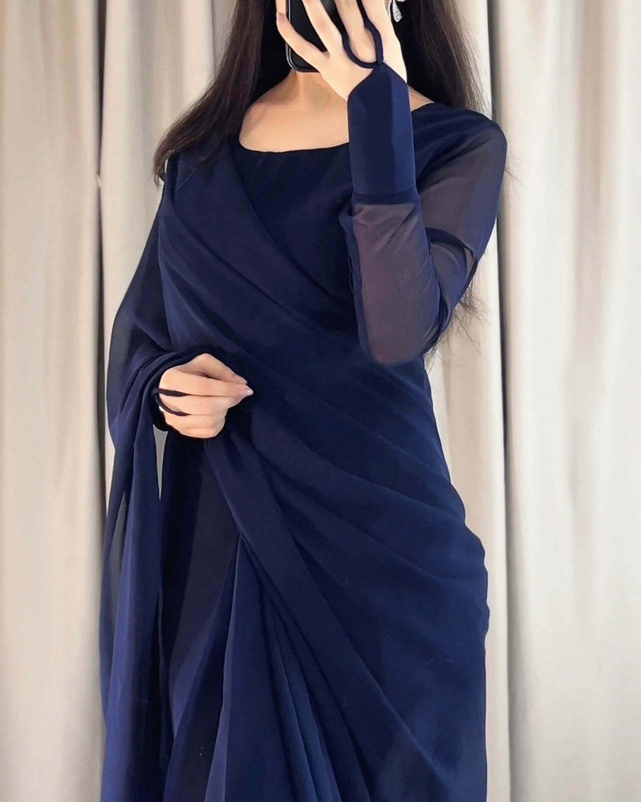 Noor-e-Chiffon Saree Stitched