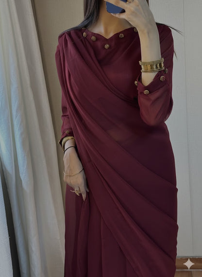 Gulbahar Chiffon Saree Stitched