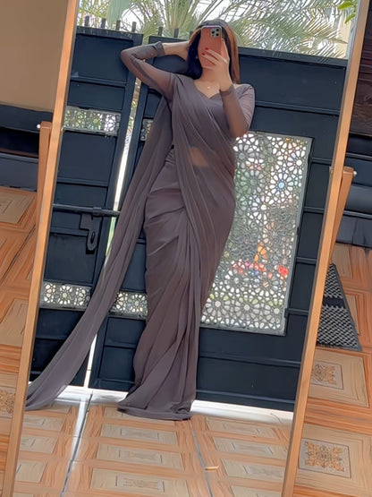 Sculpted Double-Arc Chiffon Saree