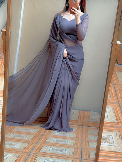Sculpted Double-Arc Chiffon Saree