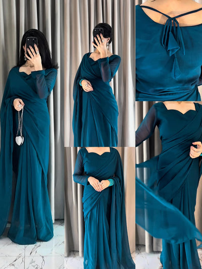 Heart Neck Sarees